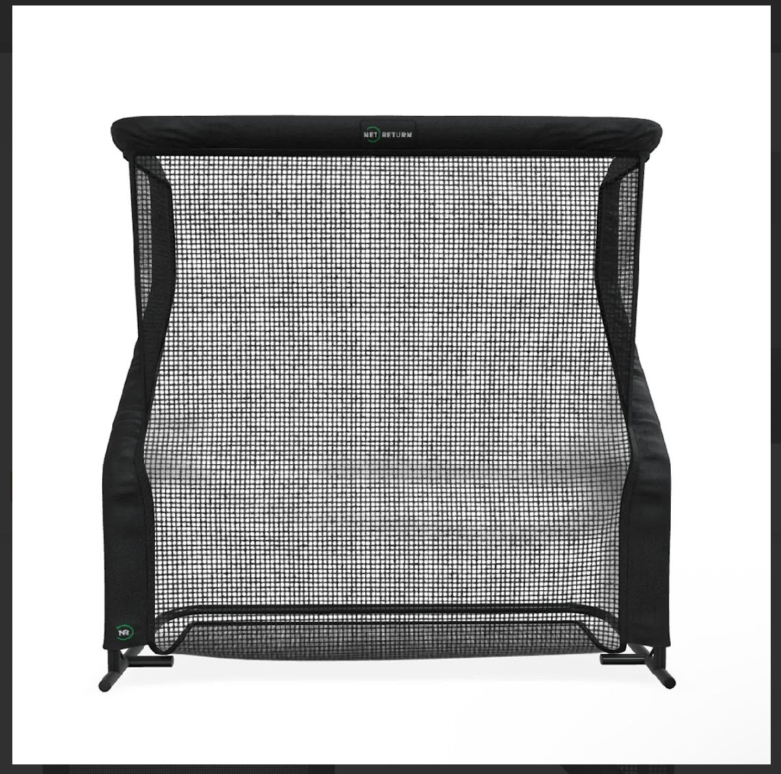 Head-on view of The Net Return Pro 8 Series golf hitting net with black aluminum frame - ALLBGT