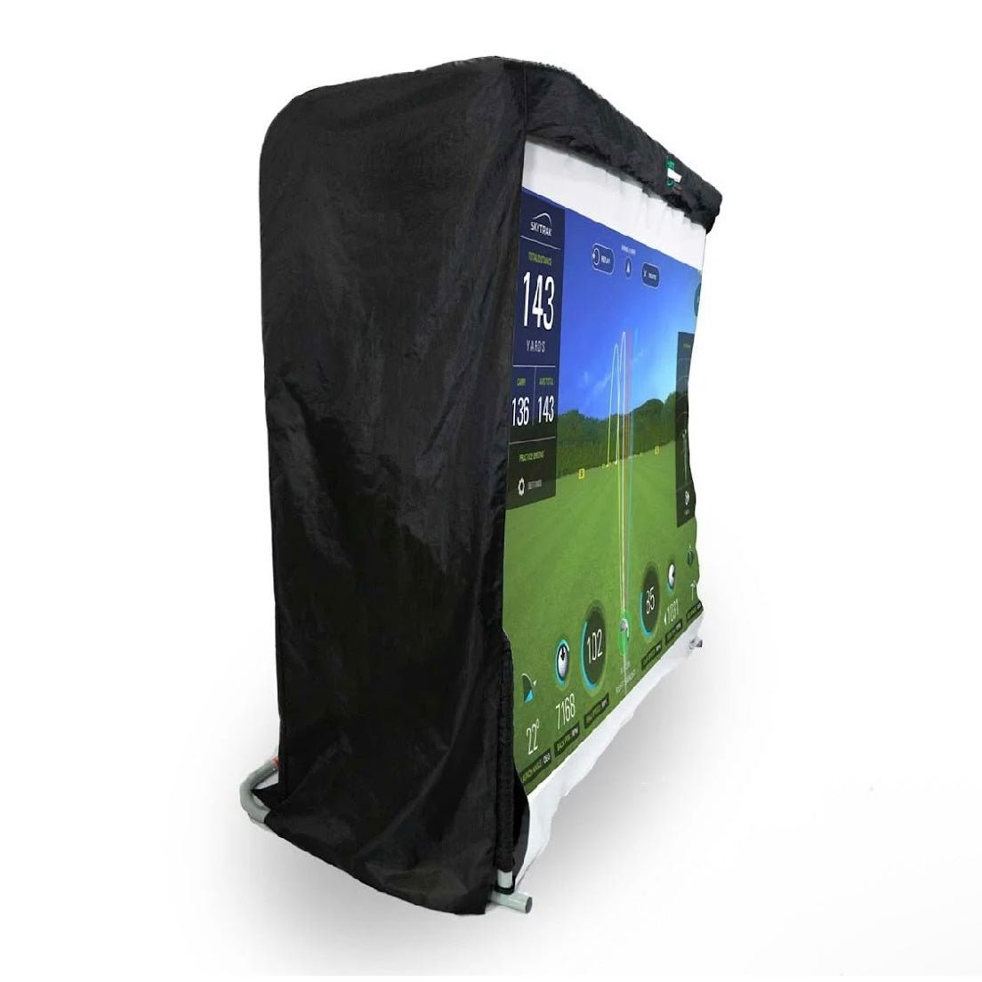 Angled side view of The Net Return Pro 8 Simulator kit with projected image - ALLBGT