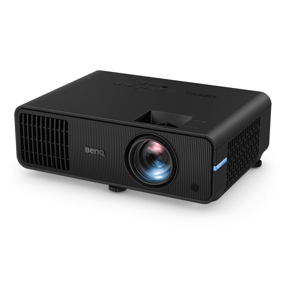 BenQ LW600ST projector angled view showing lens design and compact body for indoor golf simulator setups - ALLBGT