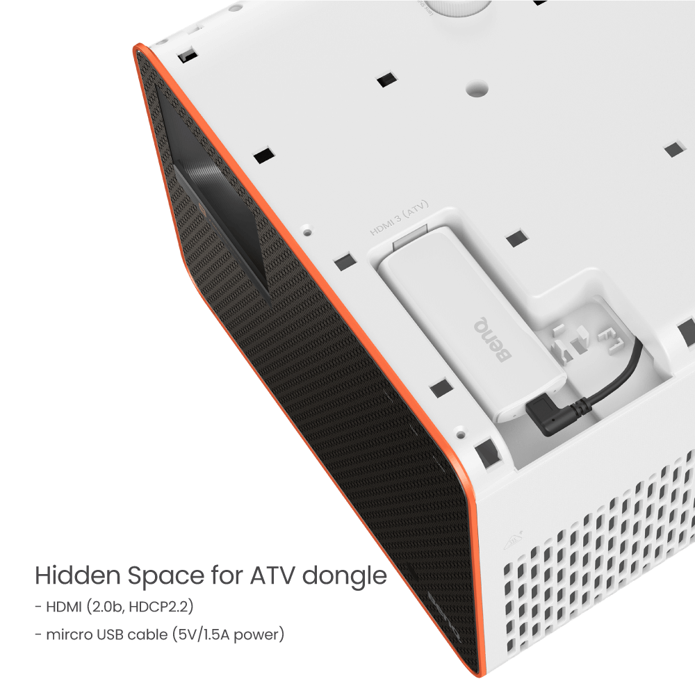 Bottom view of BenQ X3100i projector showing mount and vent details - short throw laser design - ALLBGT