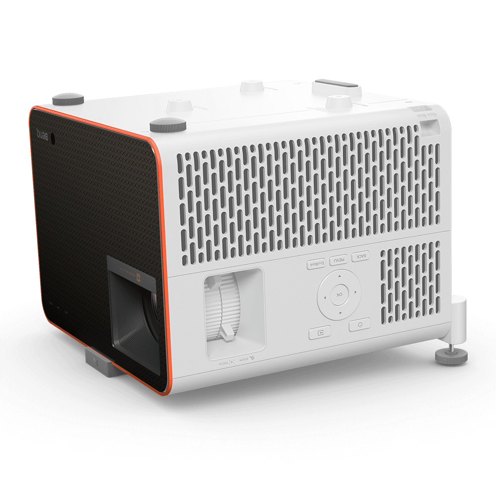BenQ X3100i short-throw 4K UHD projector rear angle showing vented side and compact modern design - ALLBGT