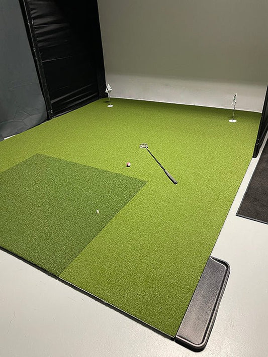 "Angled view of the Big Moss Commander Single - Level Studio putting surface for home golf simulator setup - ALLBGT"