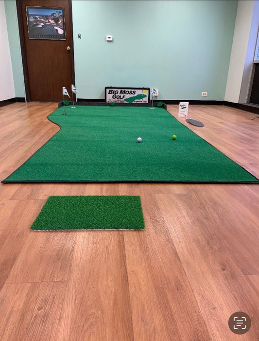 Front view of Big Moss Country Club 615 Putting Green - indoor practice setup in home game room - ALLBGT