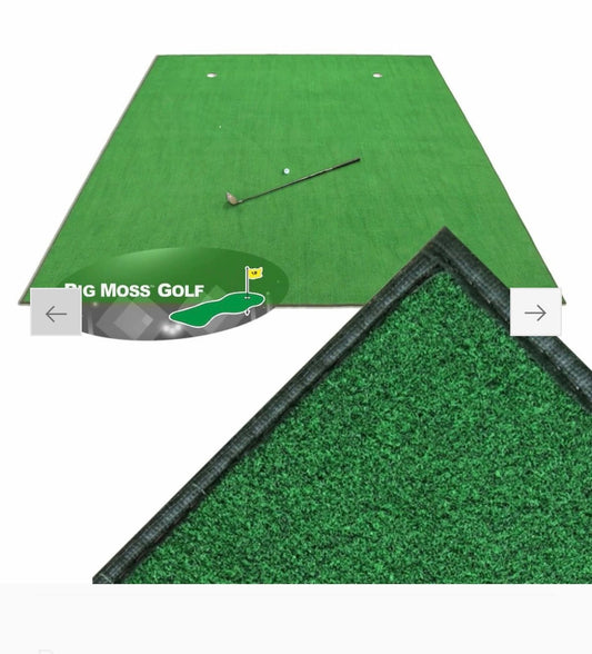“Big Moss Golf Simulator Turf with putting surface and flag design for Carl’s Place DIY Enclosures - ALLBGT.”