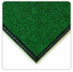 “Corner close-up of Big Moss Golf Simulator Turf showing stitched edge and durable green surface - ALLBGT.”