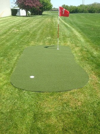 Big Moss Outdoor Putting & Target Green 6x15 with red flag in backyard lawn practice setup - ALLBGT
