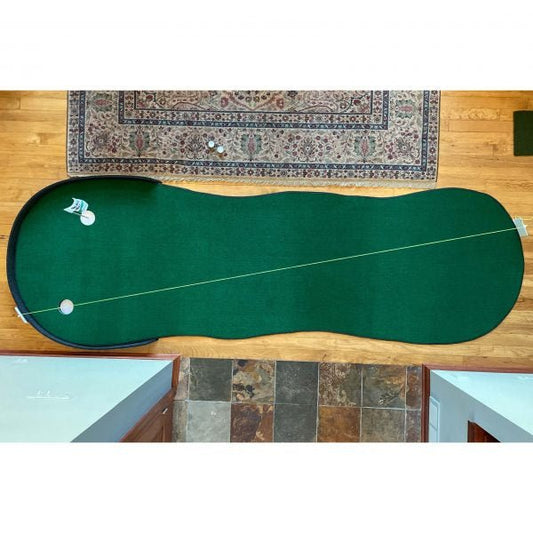 Top view of Big Moss The Augusta EX Pro Putting Green - premium indoor golf practice mat with curved design - ALLBGT