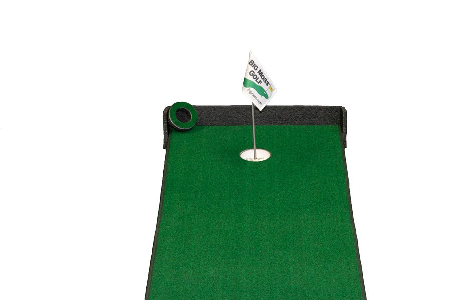 Demo setup view of Big Moss TW Series 10 outdoor putting mat - durable roll-up green with true roll surface - ALLBGT