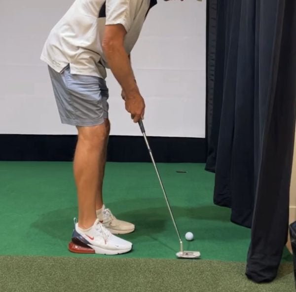 "Golfer practicing short putts on the Big Moss V2 GST Putting Studio - Exact Fit for Carl’s Place DIY Enclosures - ALLBGT"