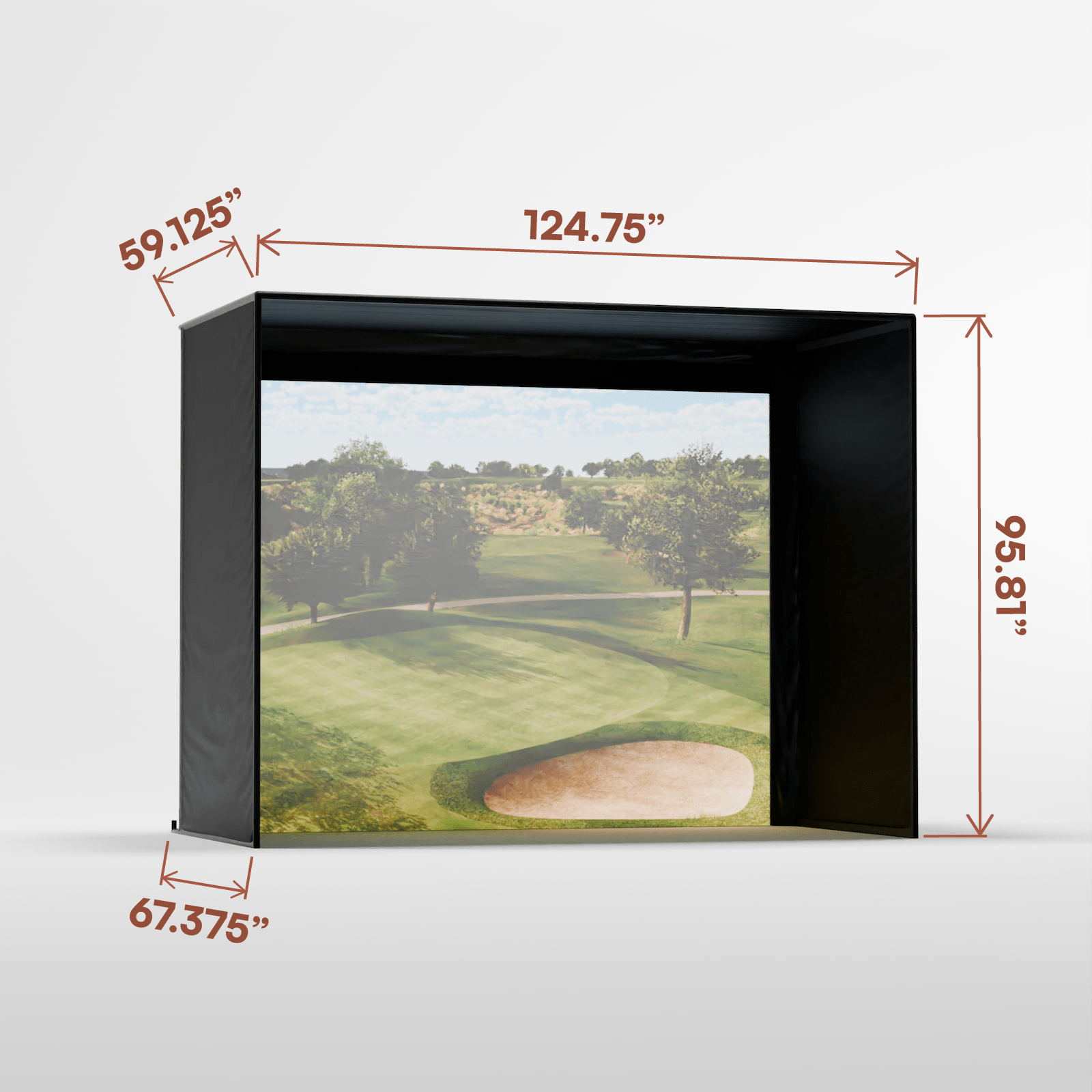 Close-up of Carl’s Place DIY Golf Simulator Enclosure Kit with Impact Screen - ALLBGT
