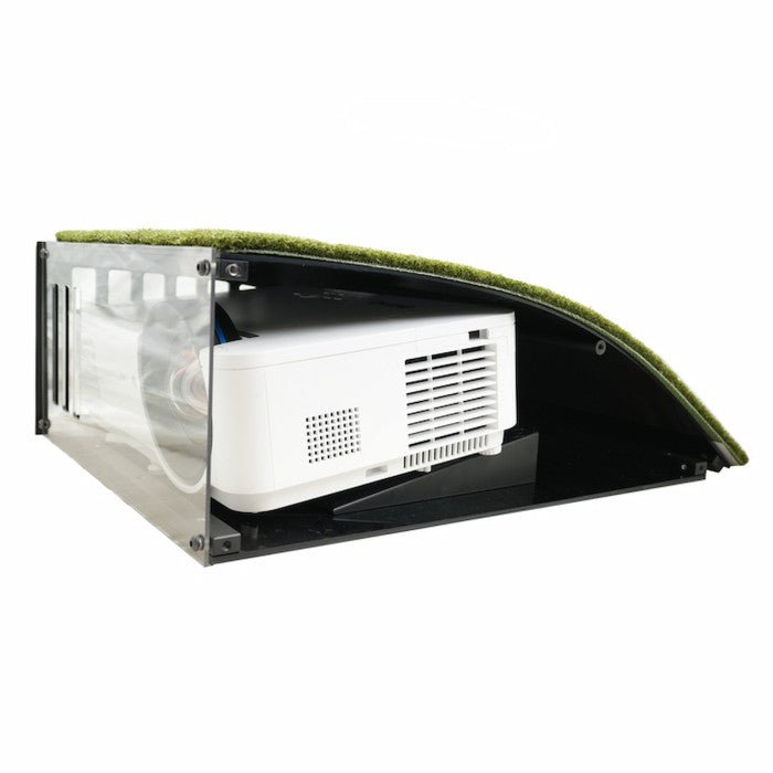 Carl’s Place Adjustable Wedges positioned under golf simulator enclosure - projector base support - ALLBGT