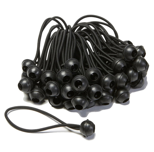 Carl’s Place Black Ball Bungees 6" durable elastic cords for securing golf simulator impact screens - ALLBGT