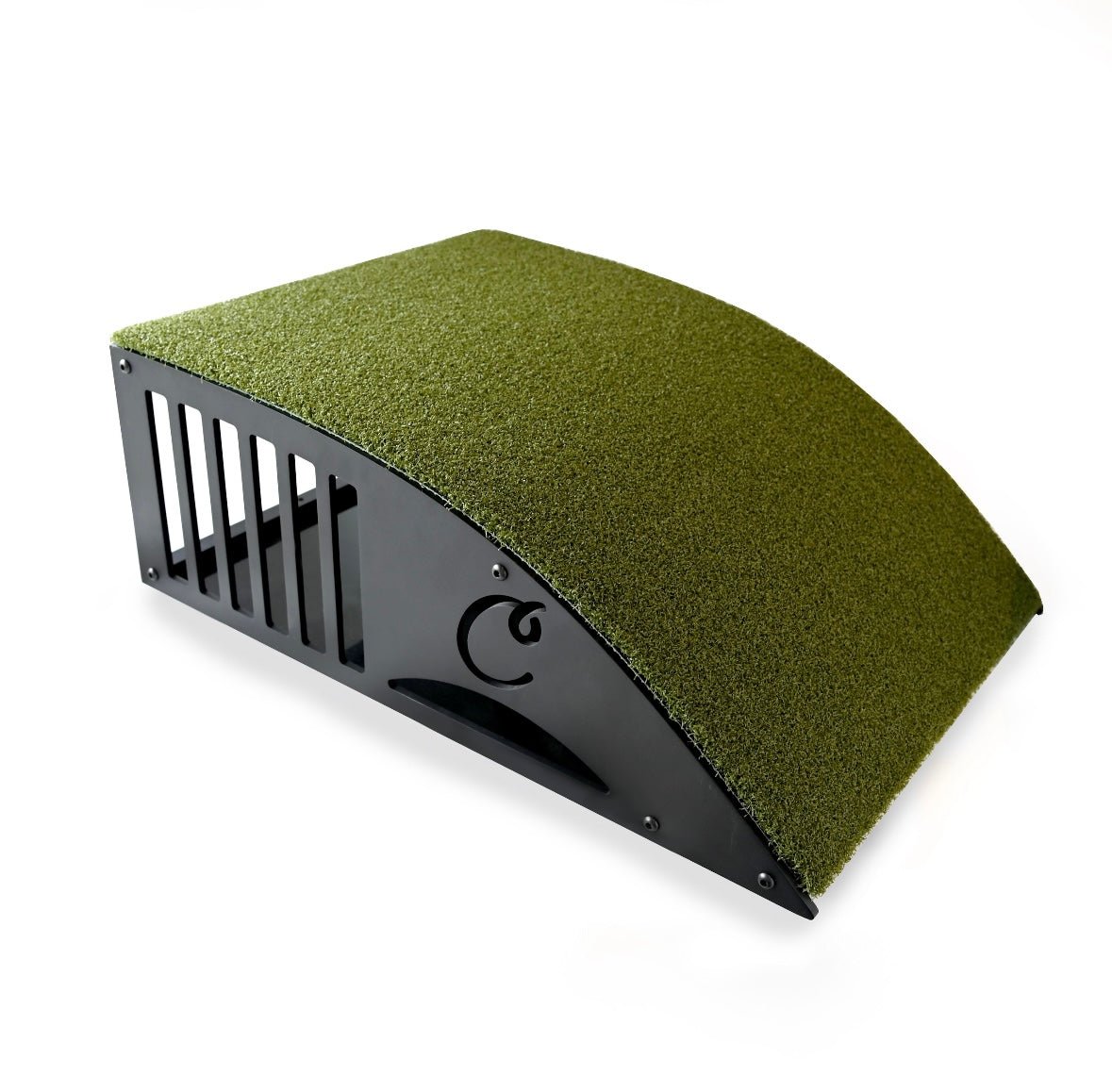 “Angled view of Carl’s Place Floor-Mounted Projector Enclosure Kit with protective design and turf finish - ALLBGT.”