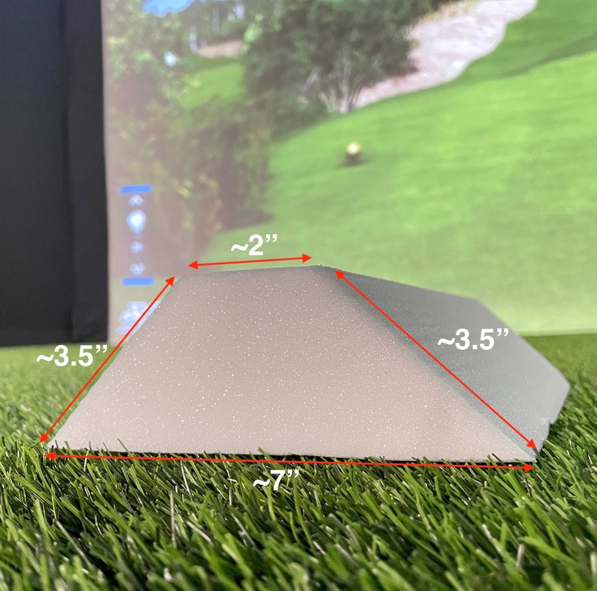 Angled view of Carl’s Place Foam insert showing tapered edge for golf simulator 8x8 enclosure - ALLBGT