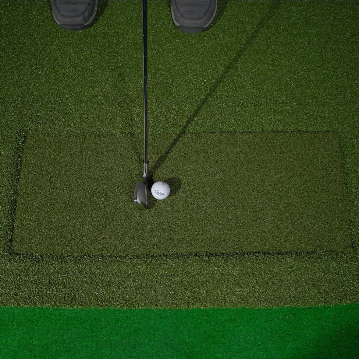 "Carl’s Place HotShot Golf Mat System setup with hitting mat insert and realistic turf texture - ALLBGT."