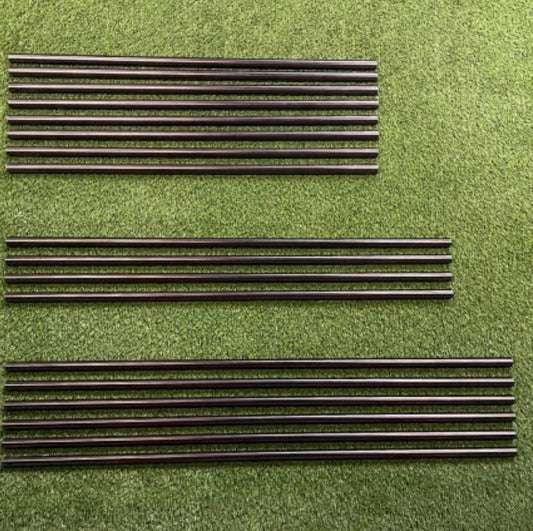 Carl’s Place Pipe Framing Kit for DIY Golf Simulator Enclosure - steel frame pipes laid out on turf - ALLBGT