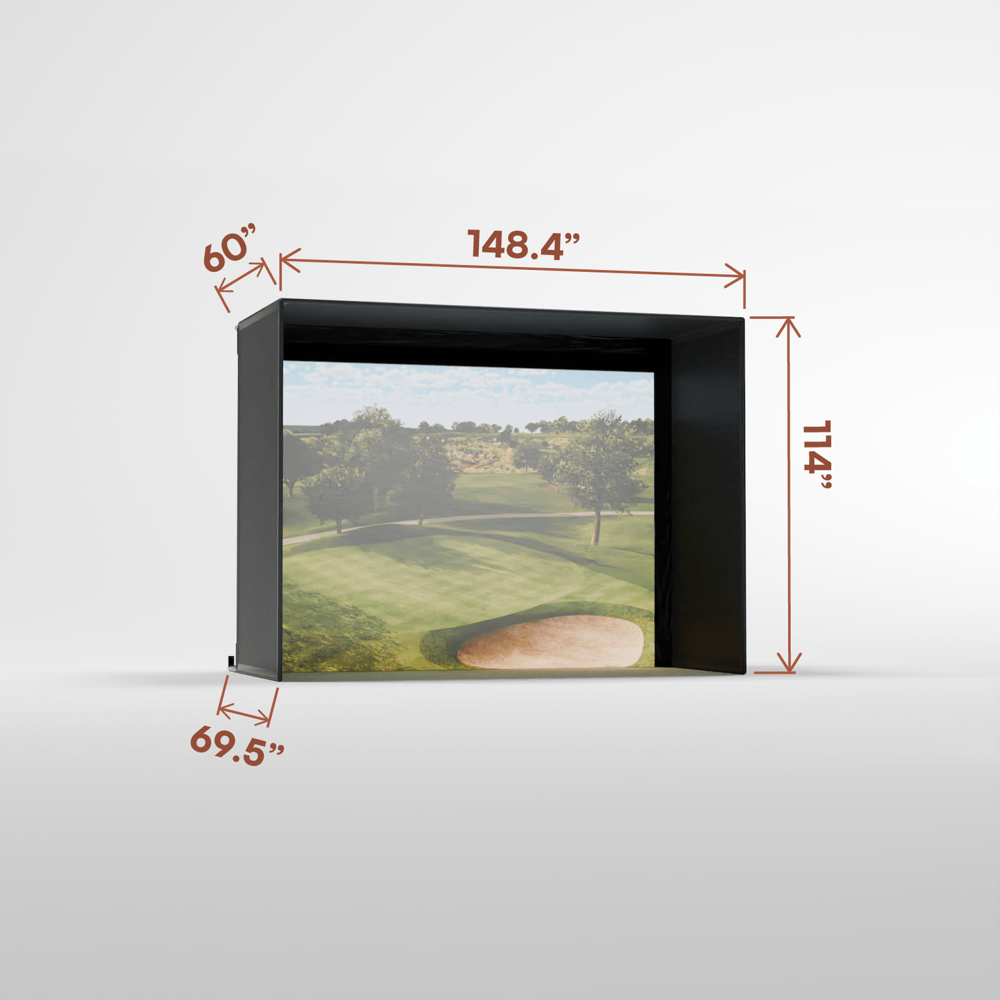 Detail shot of Carl’s Place Pro 5’ Golf Simulator Enclosure Kit with High - Contrast Gray Impact Screen - ALLBGT