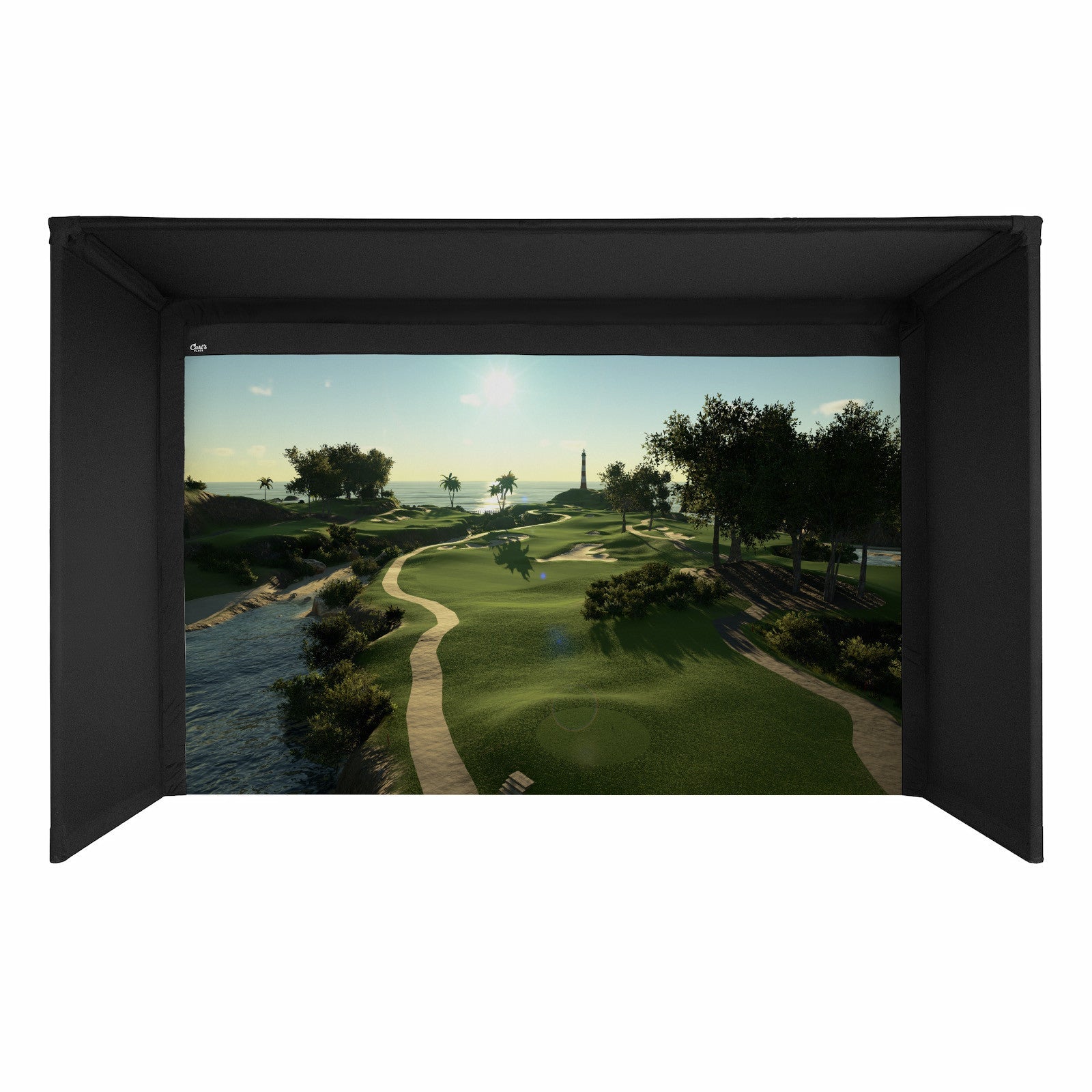 On display of Carl’s Place Pro Premium Golf Simulator Enclosure Kit with Impact Screen - ALLBGT
