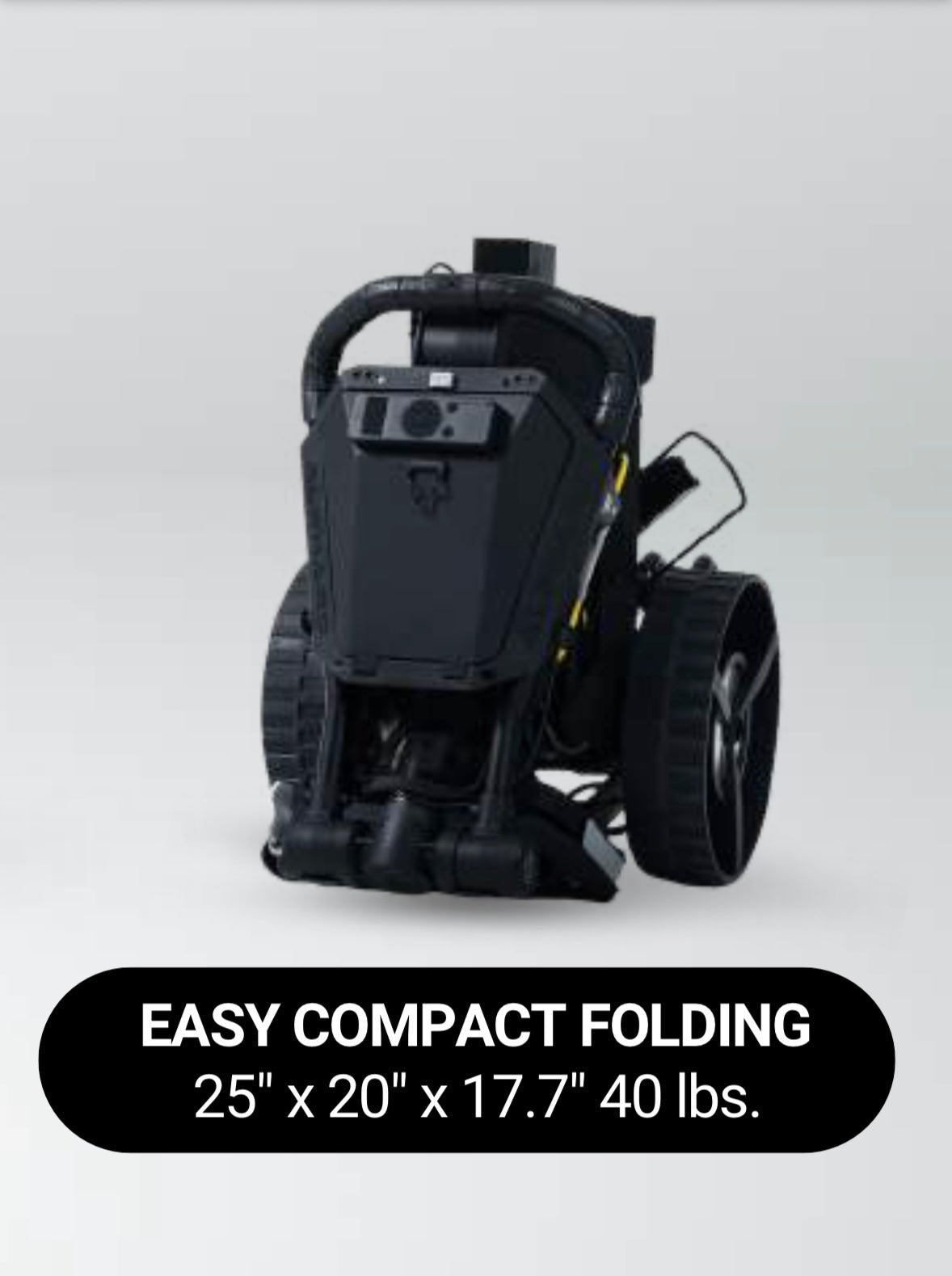 The black Folded CYBERCART Electric Golf Caddie for easy transport - ALLBGT