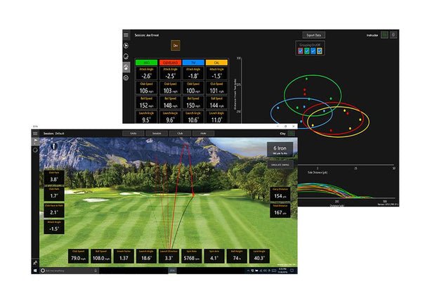 Ernest Sports ES Tour Plus Launch Monitor 2.0 Connected to tablet displaying ball flight and spin data - ALLBGT