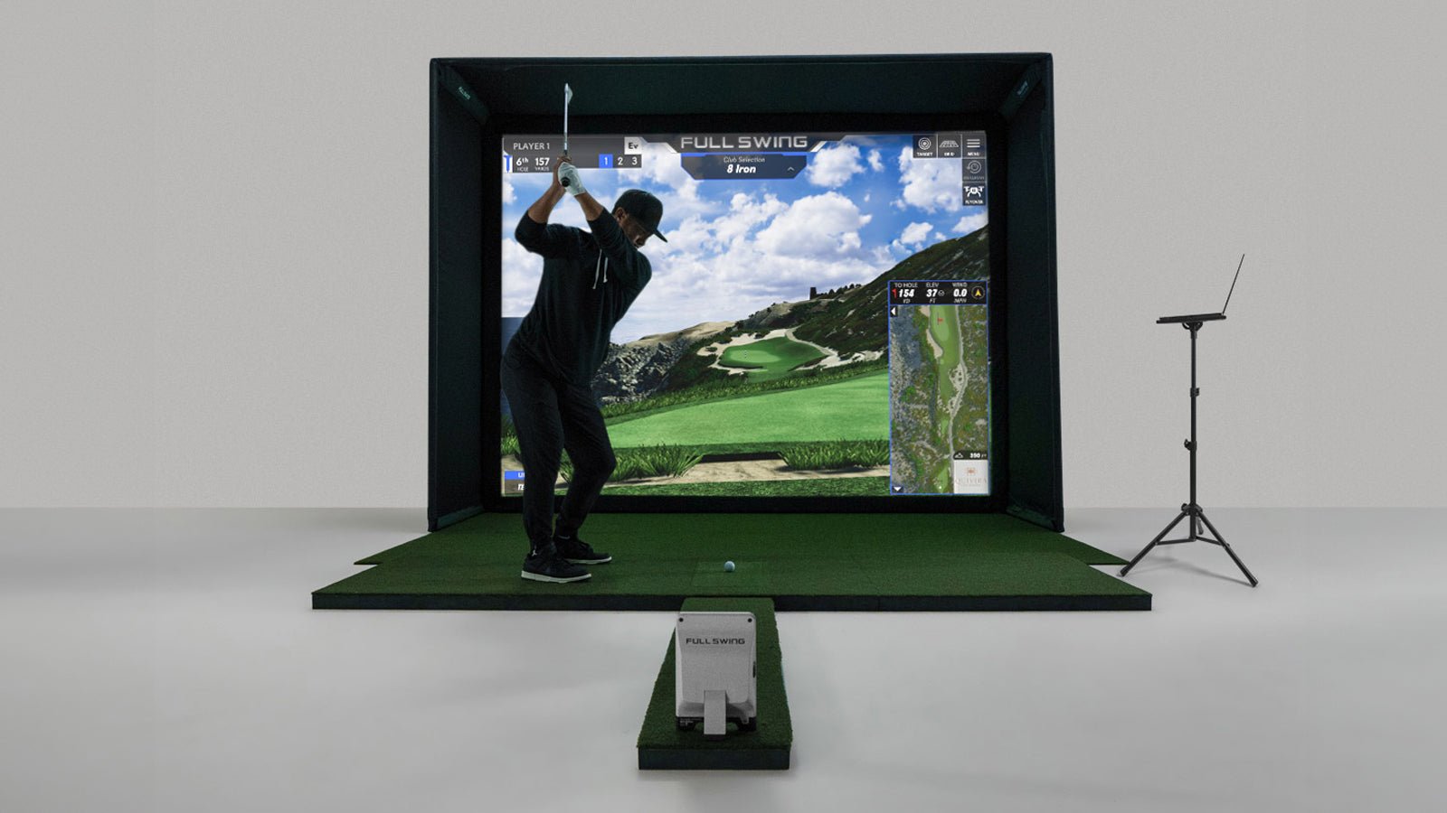 Golfer using Full Swing 12β Screen Package, Projector and Ceiling Mount with PC - ALLBGT