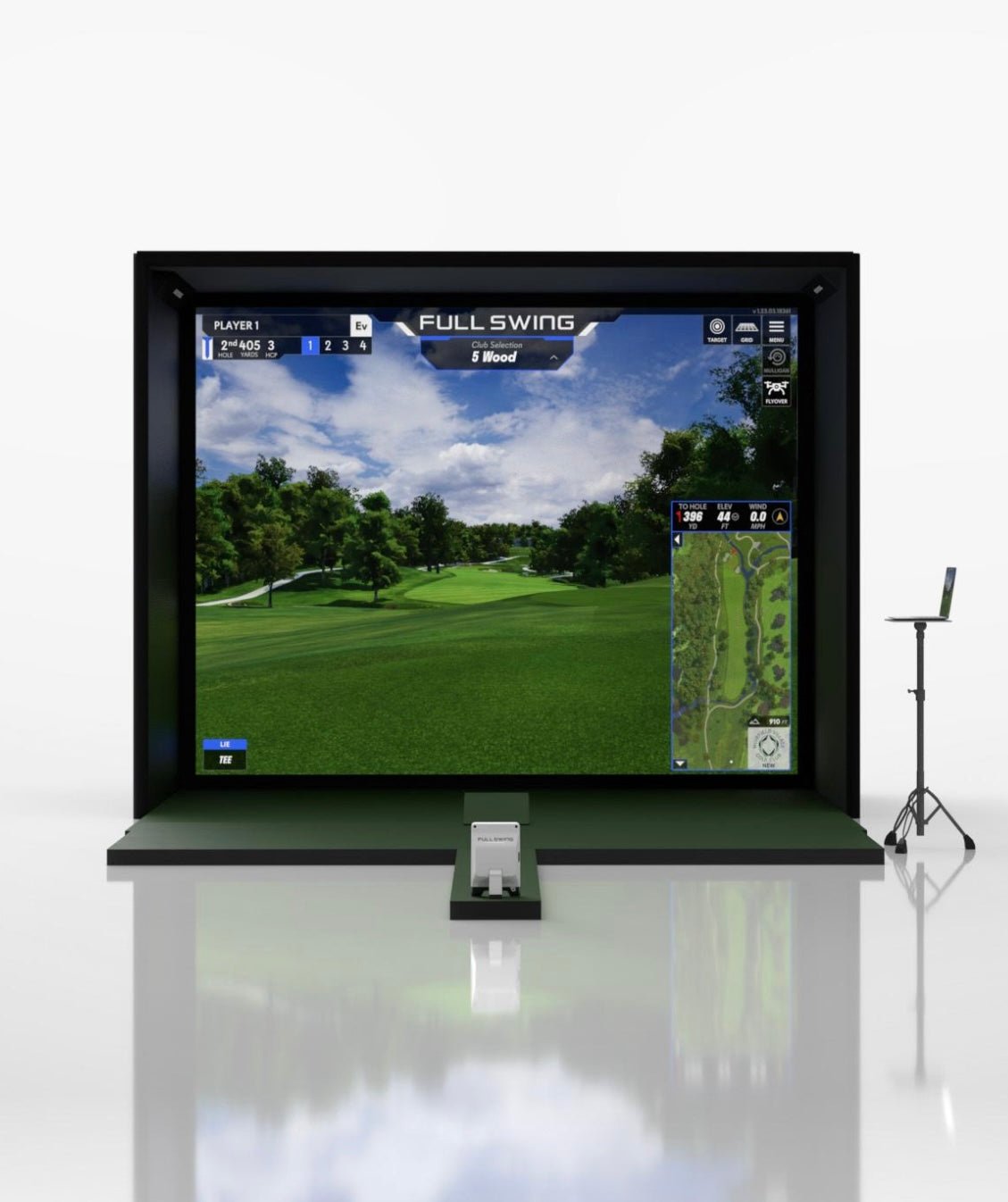 Close-up view Full Swing 12β Screen Package, Projector and Ceiling Mount with PC - ALLBGT