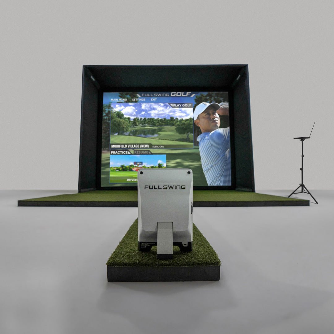 Front view of Full Swing 12β Screen Package, Projector and Ceiling Mount with PC - ALLBGT