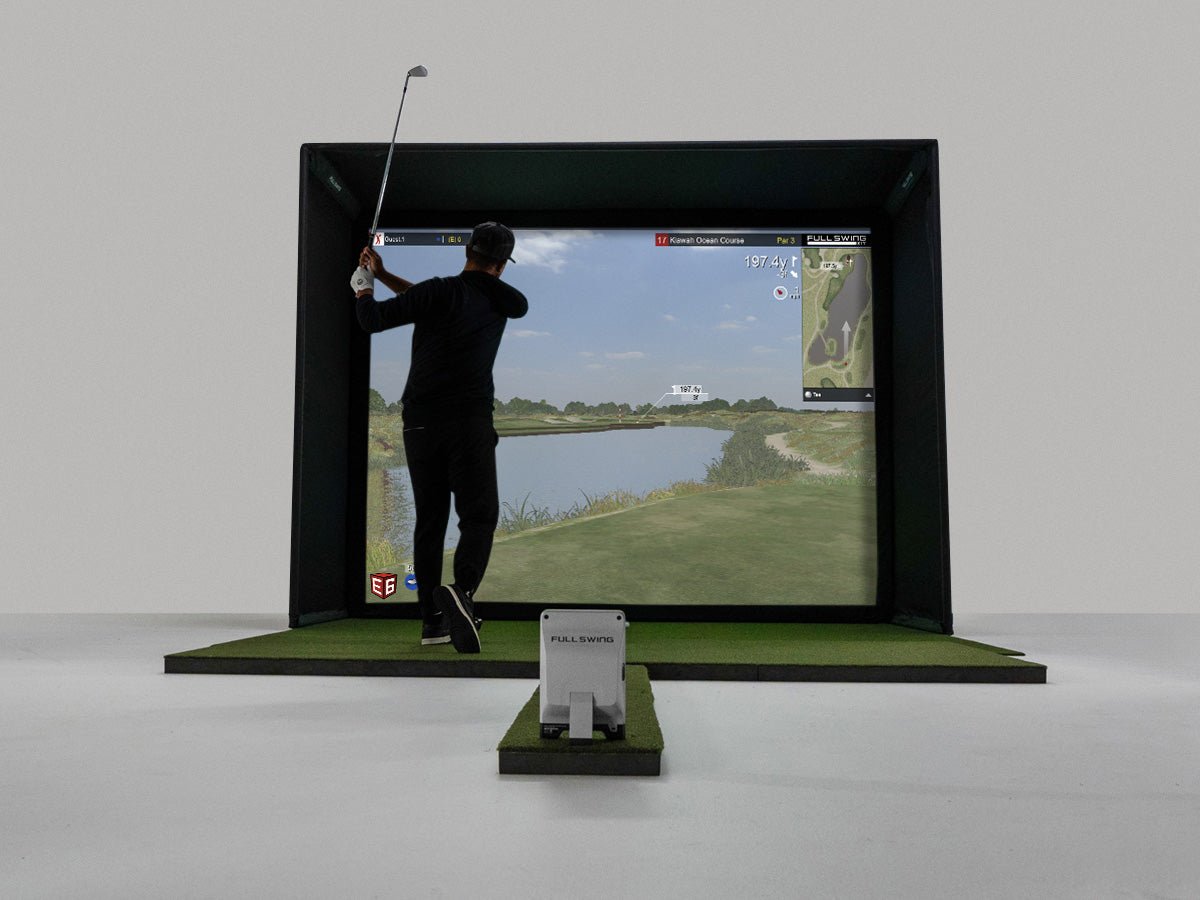 Golfer using the Full Swing KIT Studio 10' Screen Package for golf training - ALLBGT