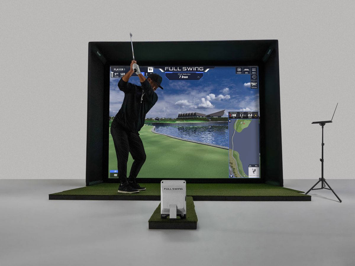 Golfer using the Full Swing KIT Studio 10' Screen Package for golf training - ALLBGT