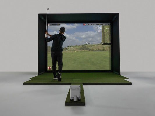 Golfer using the Full Swing KIT Studio 12’ Screen Package - ALLBGT