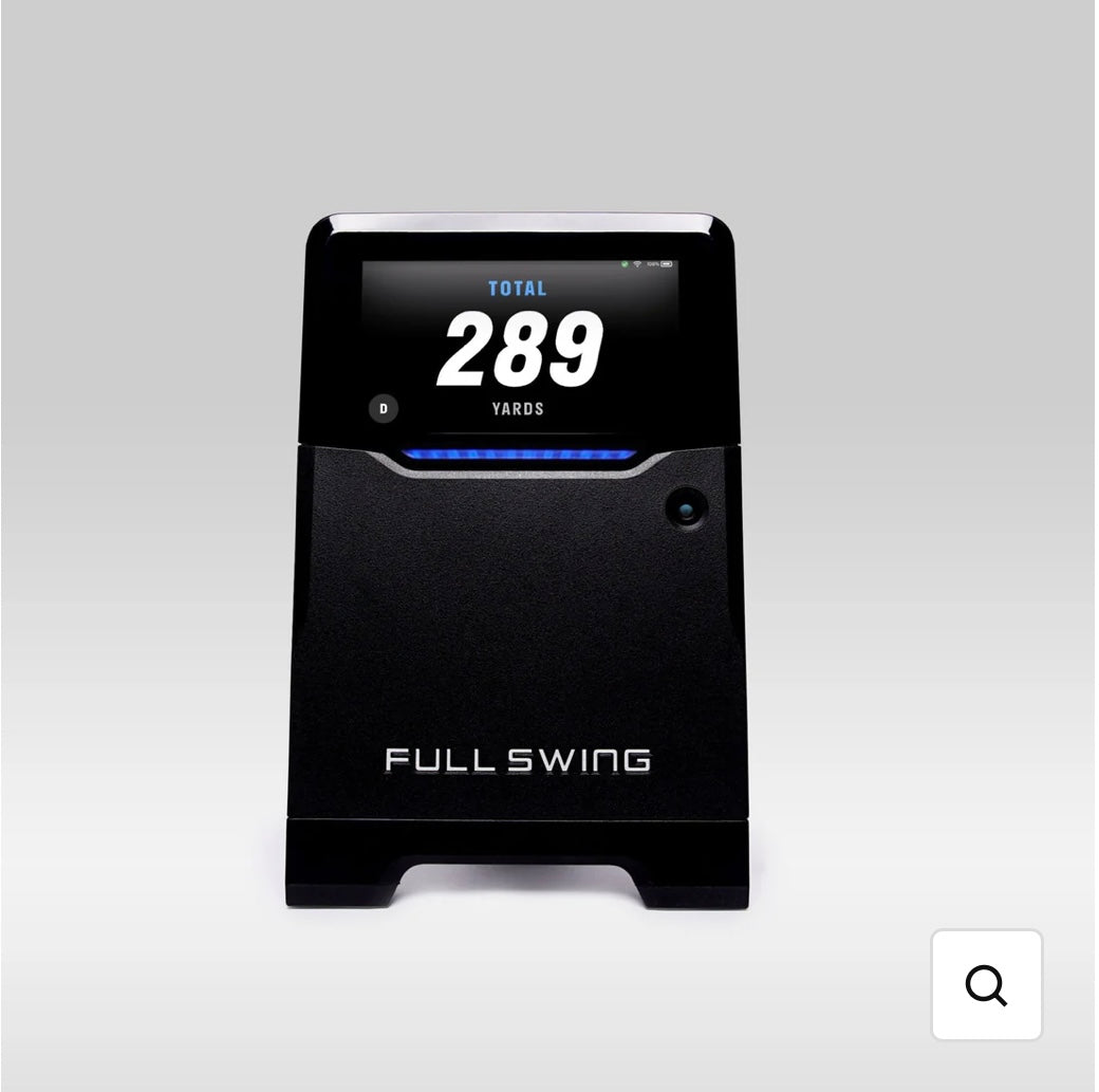 "Front view of Full Swing KIT Golf Launch Monitor displaying data ready for golf practice - ALLBGT"