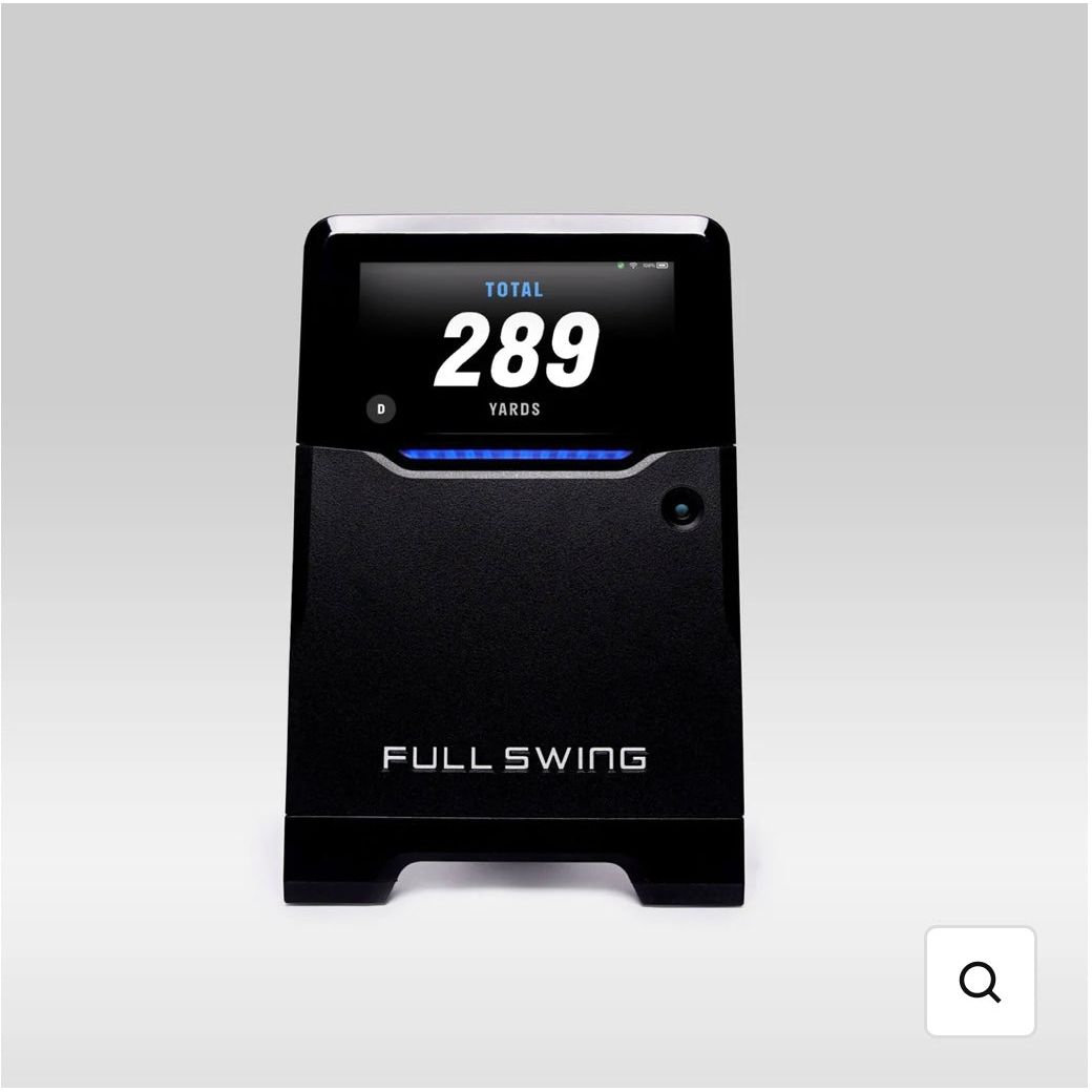"Front view of Full Swing KIT Golf Launch Monitor displaying data ready for golf practice - ALLBGT"