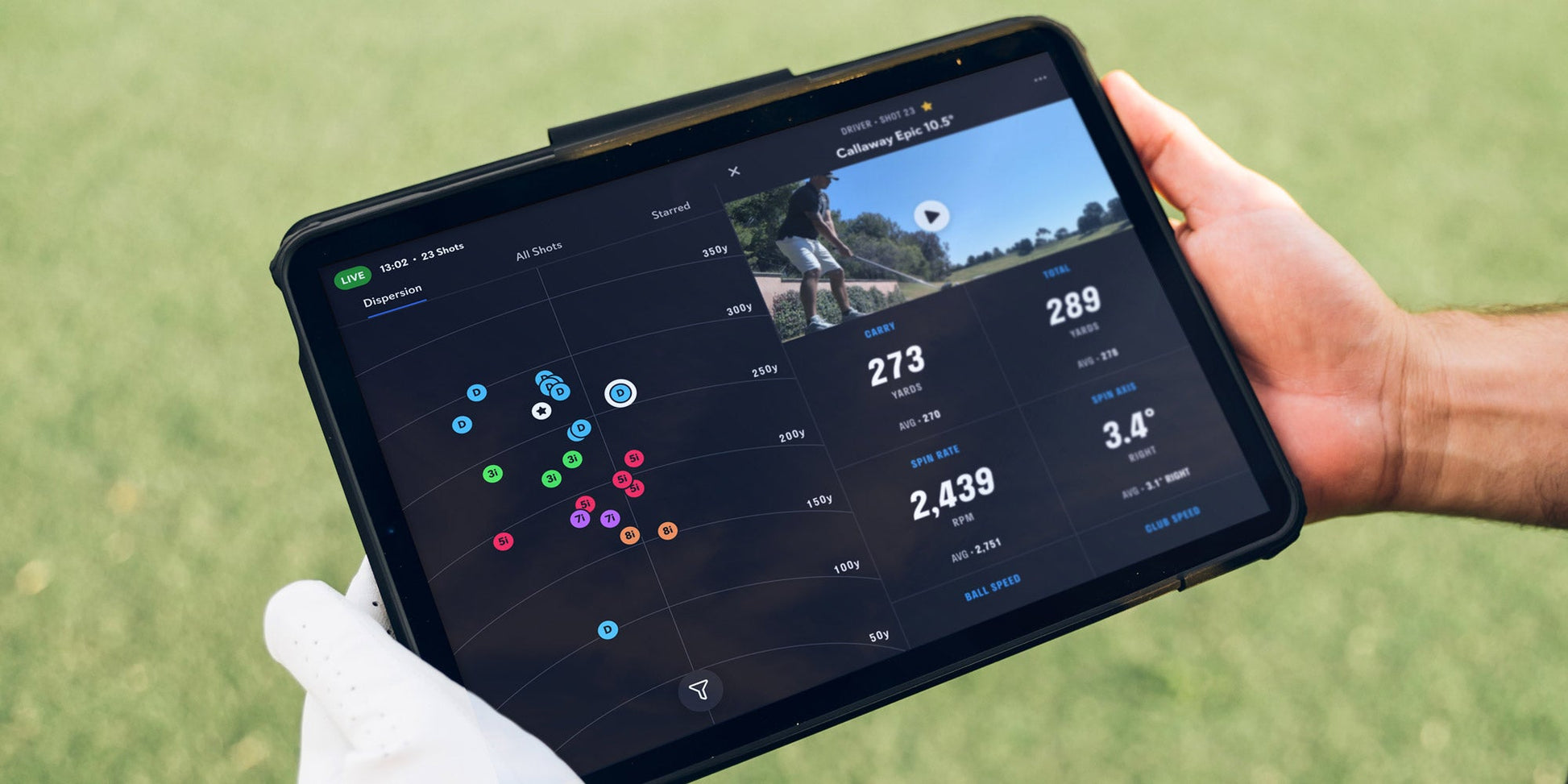 view of Full Swing data displayed on tablet   - ALLBGT