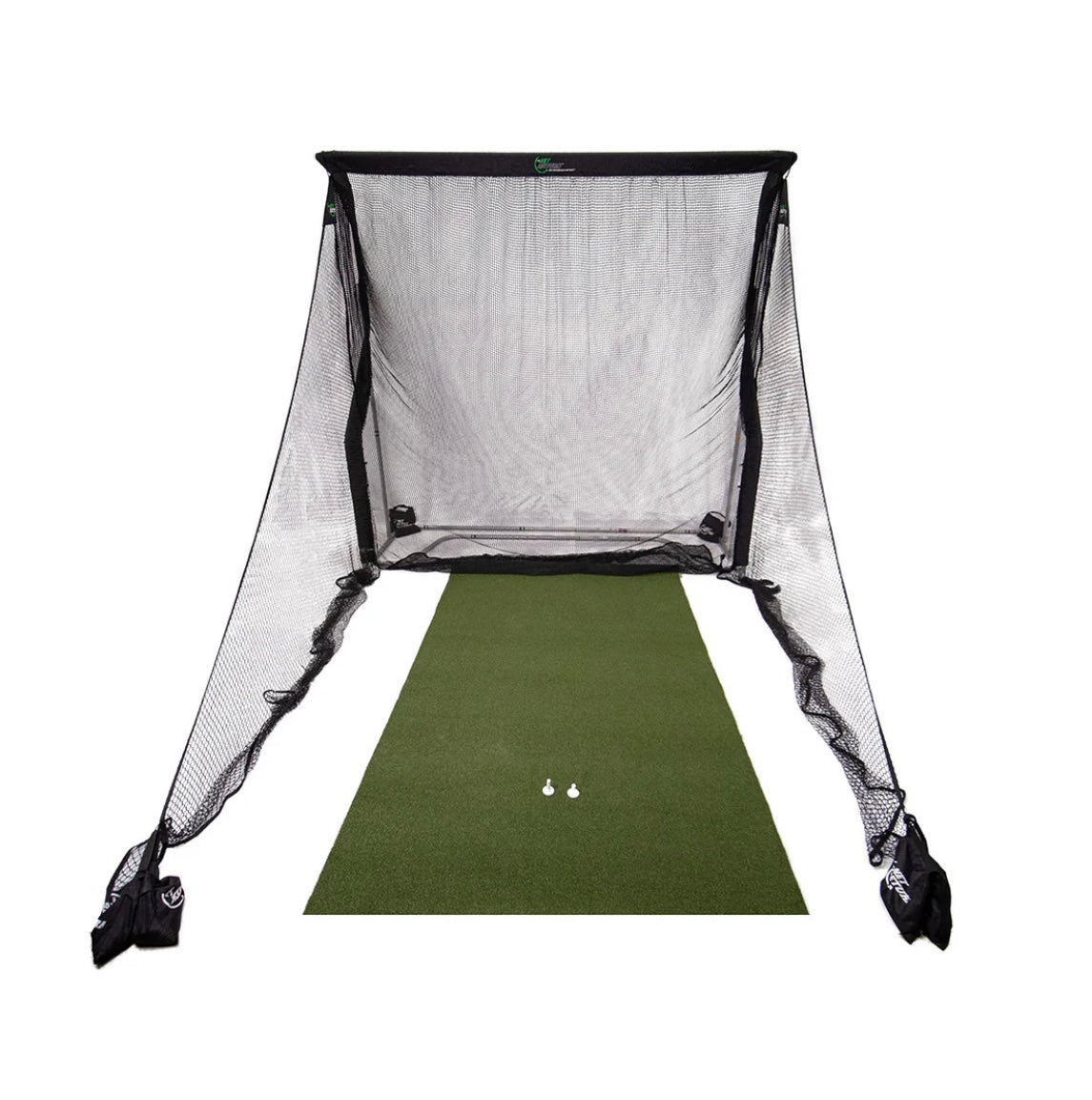 Close-up view of The Net Return Pro XL Package with turf and golf ball ready for home practice - ALLBGT