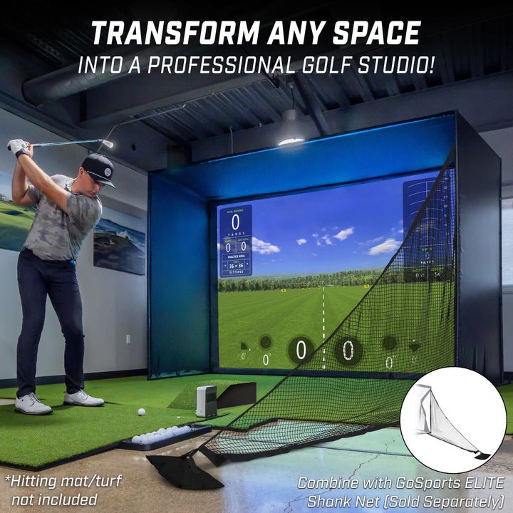 "GoSports 10x8 ft Golf Simulator Enclosure Net setup with projector and HD Impact Screen for home simulator - ALLBGT"