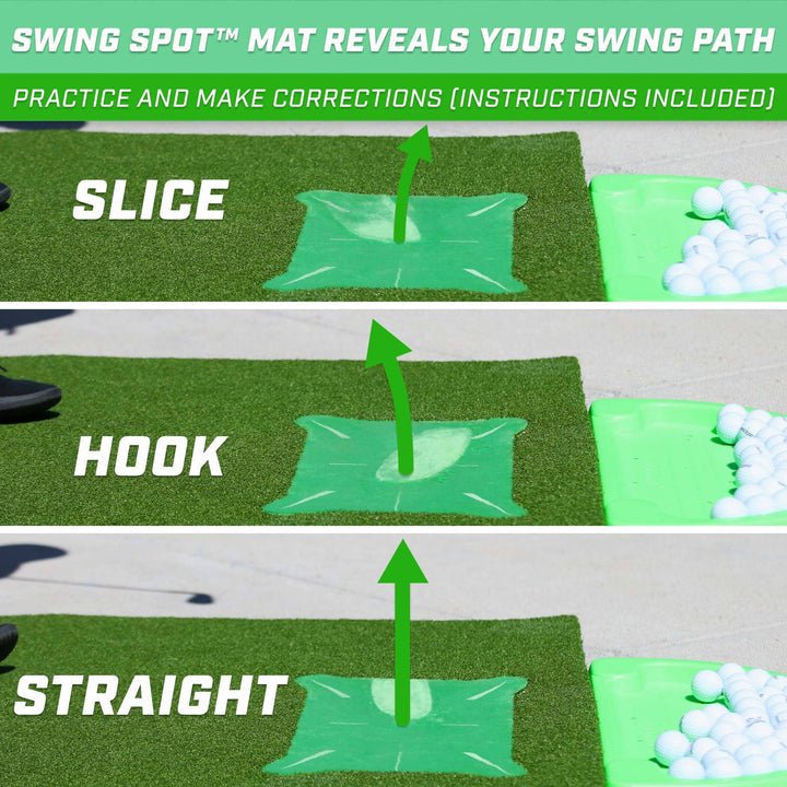 View of Instructions with how to use the GoSports 5 ft x 4 ft Pro Golf Practice Hitting Mat - ALLBGT