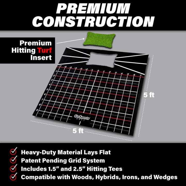 Premium turf surface GoSports 5x5 Stance Golf Hitting Mat with durable grid design - ALLBGT