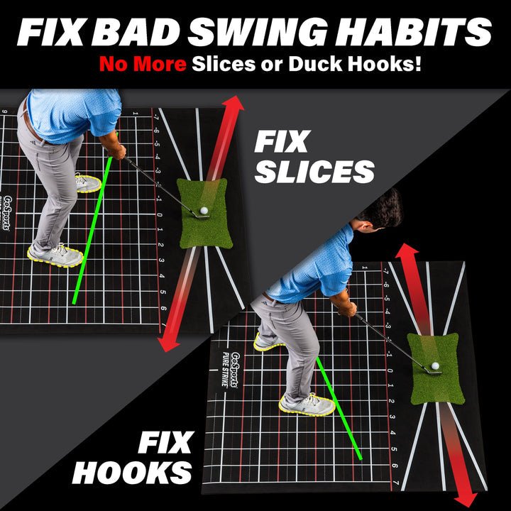 GoSports 5x5 Stance Golf Hitting Mat with Grid Lines training aid for swing accuracy - ALLBGT
