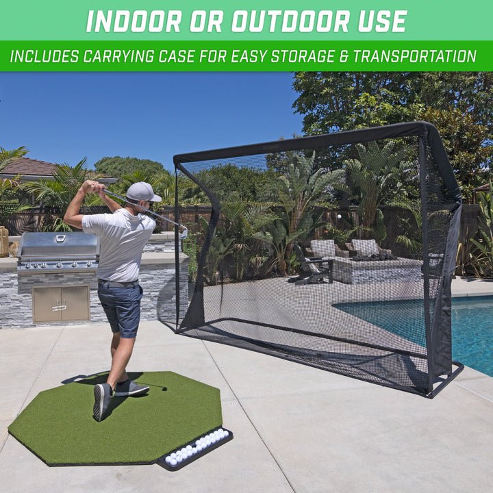 Backyard use of the GoSports ELITE Golf Practice Net with Steel Frame 10ft - ALLBGT