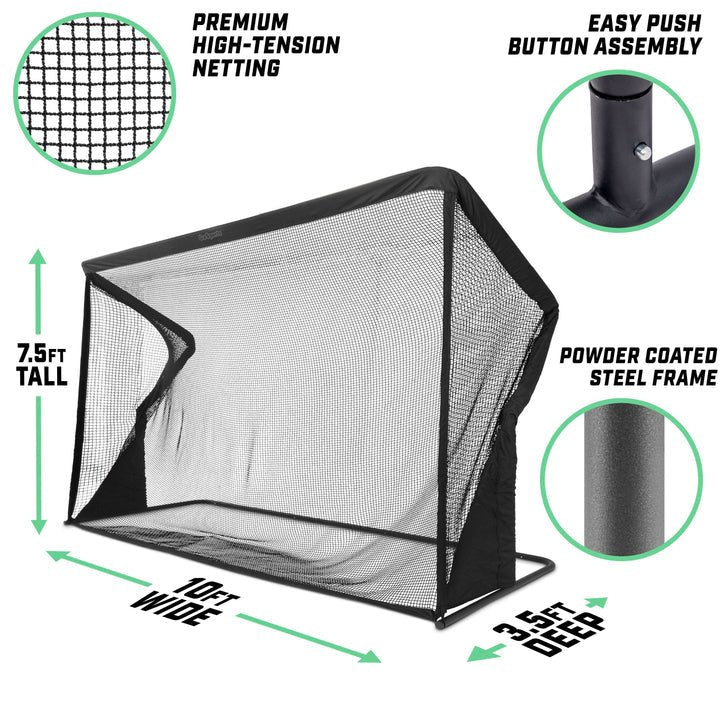 Dimensions of the GoSports ELITE Golf Practice Net with Steel Frame 10ft - ALLBGT