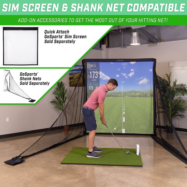 Indoor studio using the GoSports ELITE Golf Practice Net with Steel Frame 7 ft Size - ALLBGT
