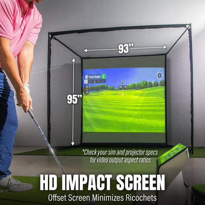 GoSports Range Cage Elite - 8' x 8' Golf Hitting Net & Simulator Enclosure with Impact Screen - ALLBGT