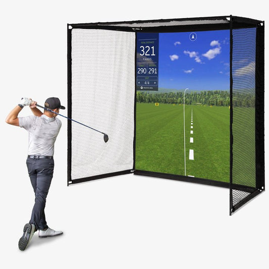 GoSports Range Cage Elite - 8' x 8' Golf Hitting Net & Simulator Enclosure with Impact Screen - ALLBGT