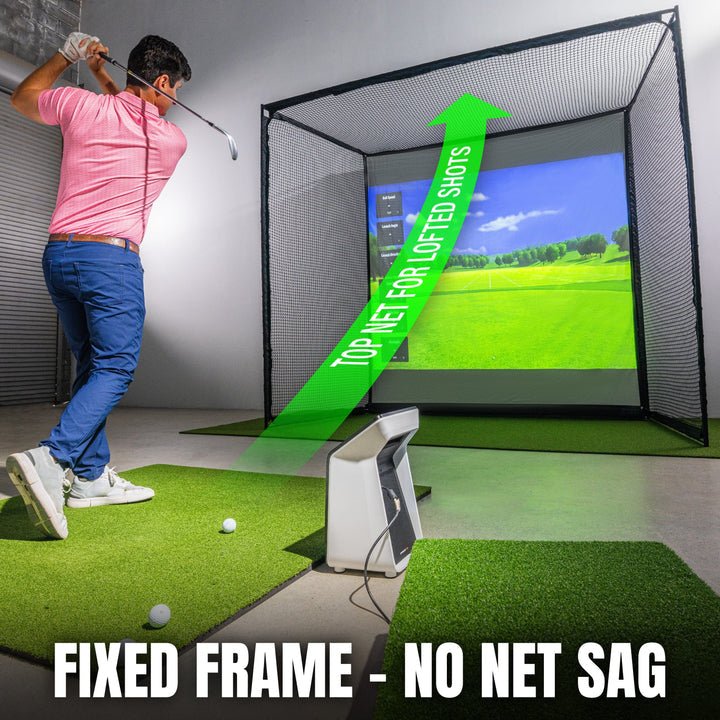 GoSports Range Cage Elite - 8' x 8' Golf Hitting Net & Simulator Enclosure with Impact Screen - ALLBGT