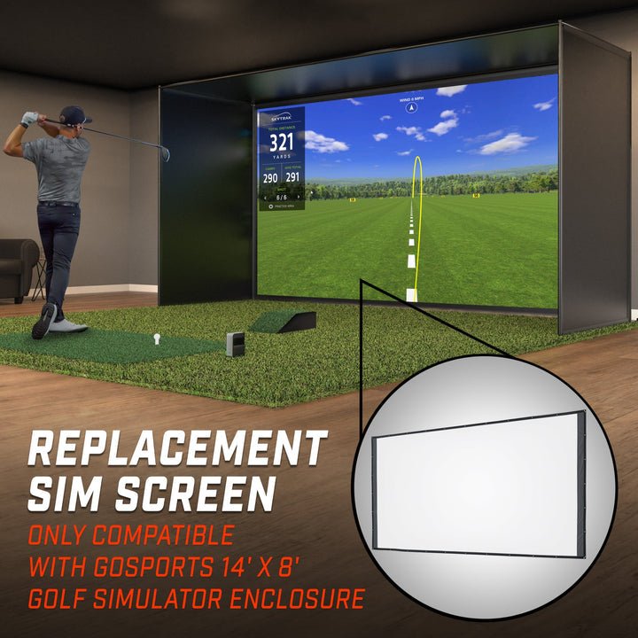 Indoor golf simulator using GoSports Replacement Sim Screen compatible with enclosure - ALLBGT