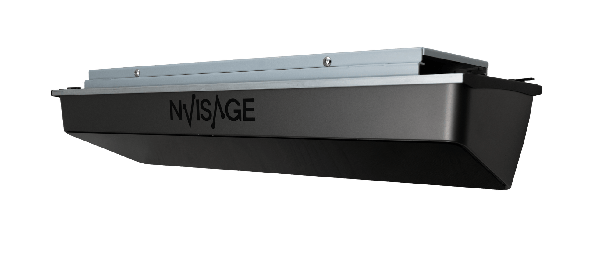 Side view of NVISAGE N1 Launch Monitor highlighting compact build and white top panel for indoor golf use - ALLBGT