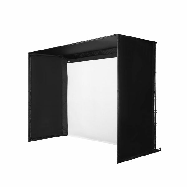 Carl’s Place Pro golf simulator enclosure 9ft frame with white impact screen and black surround panels for - ALLBGT