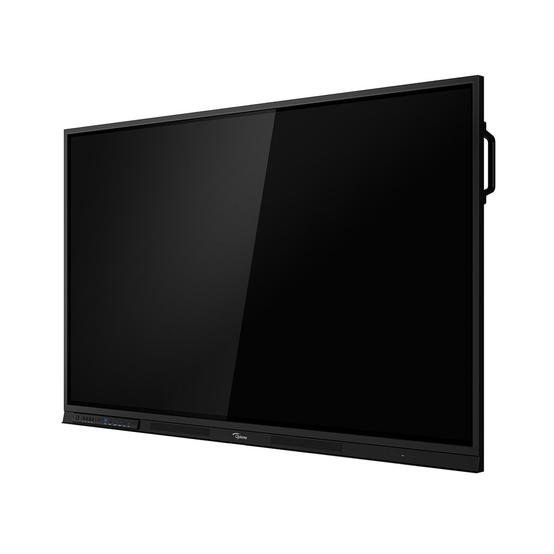 "Side View of the OPTOMA 3653RK 65-inch UHD Interactive Flat Panel highlighting slim design and edge-to-edge screen - ALLBGT"