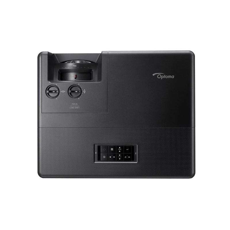 Wide shot of the OPTOMA ZK608TST 4K UHD Short Throw Laser Projector – 6000 Lumens, HDR & 24/7 Operation - ALLBGT