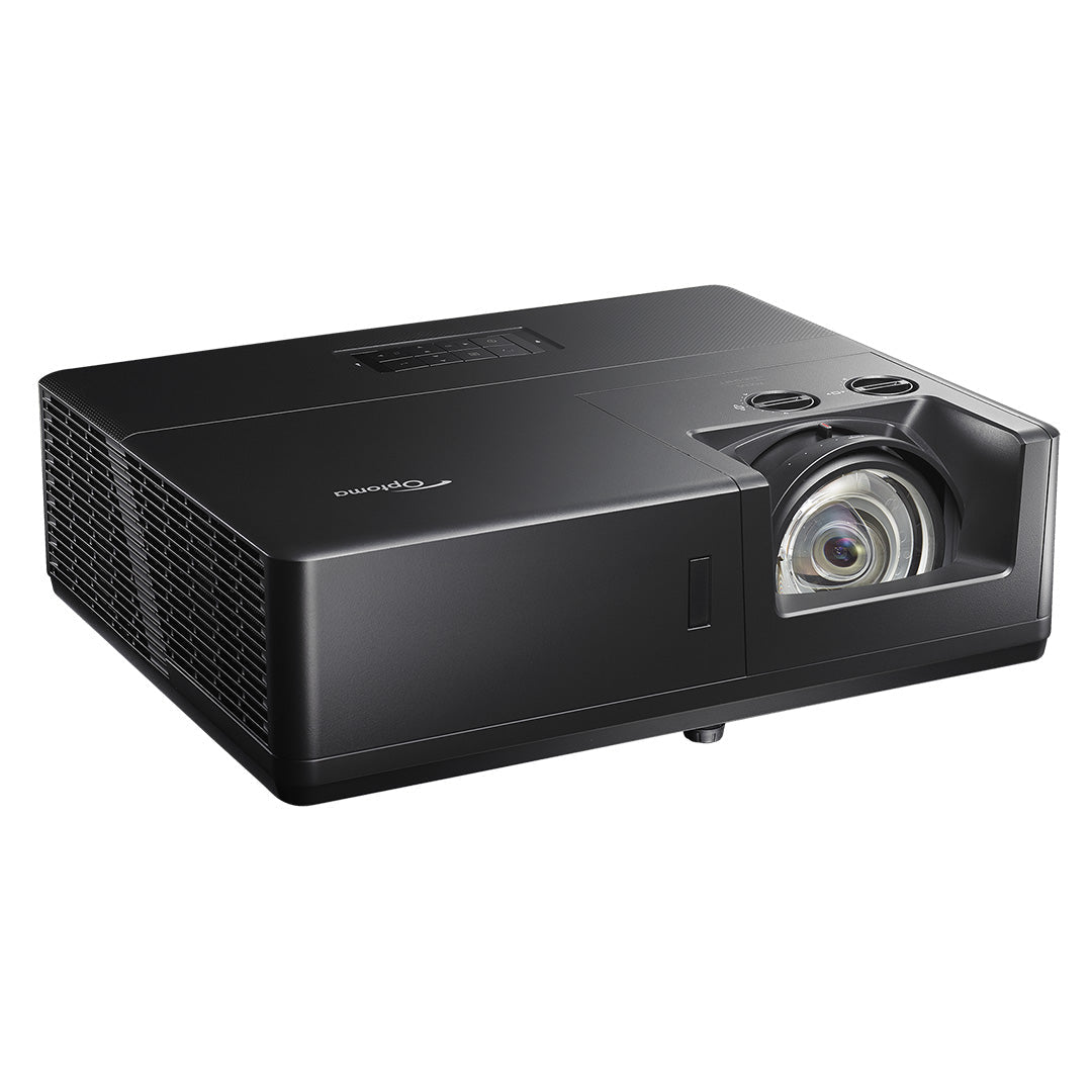 Side view of the OPTOMA ZU607TST 6,000 Lumen WUXGA Short Throw Laser Projector – HDR, IP6X Dust Resistant, Full 3D - ALLBGT